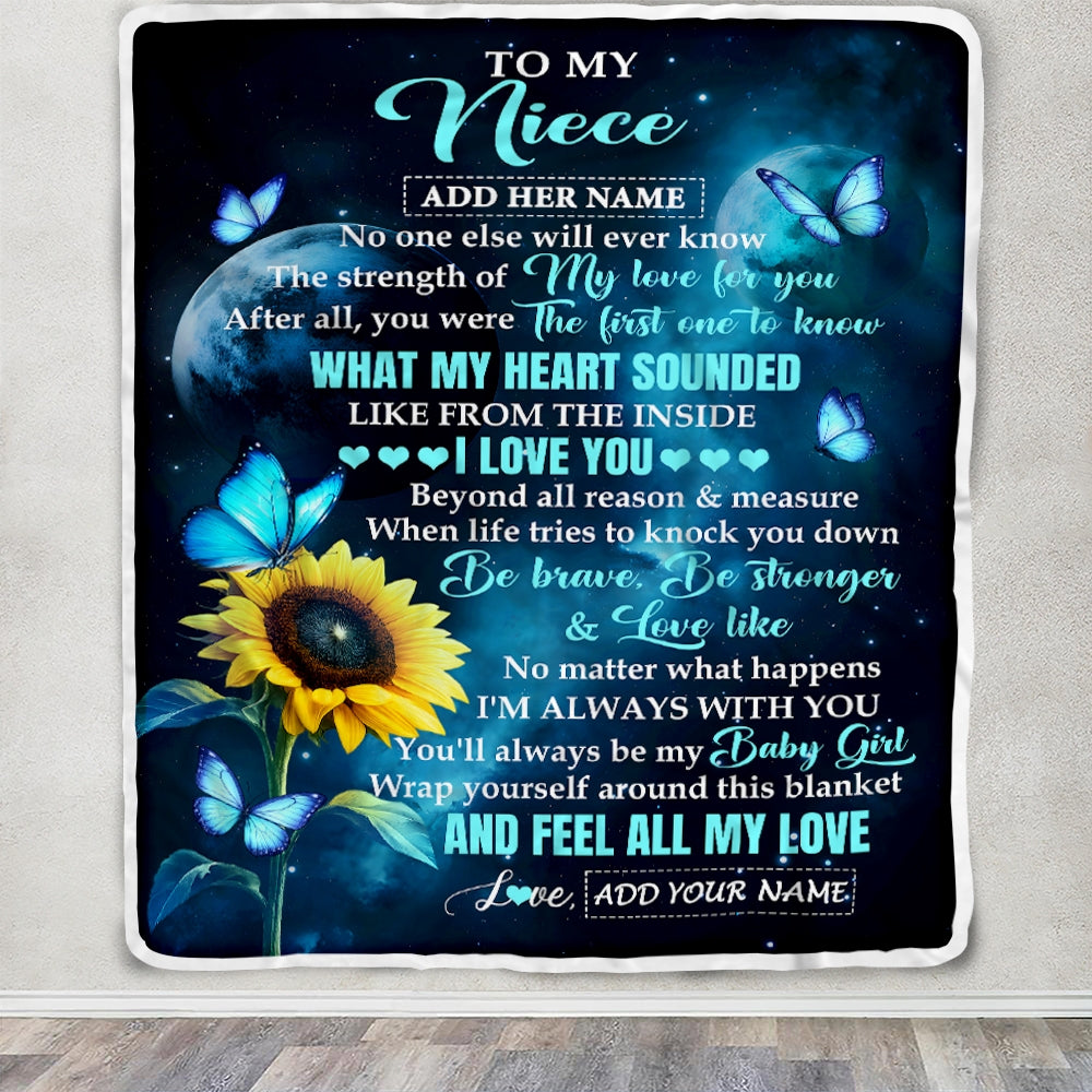 Personalized To My Niece Gifts From Aunt Auntie Blanket Bufterfly Sunflower My Love For You Niece Birthday Gift Graduation Christmas Custom Fleece Blanket | teecentury