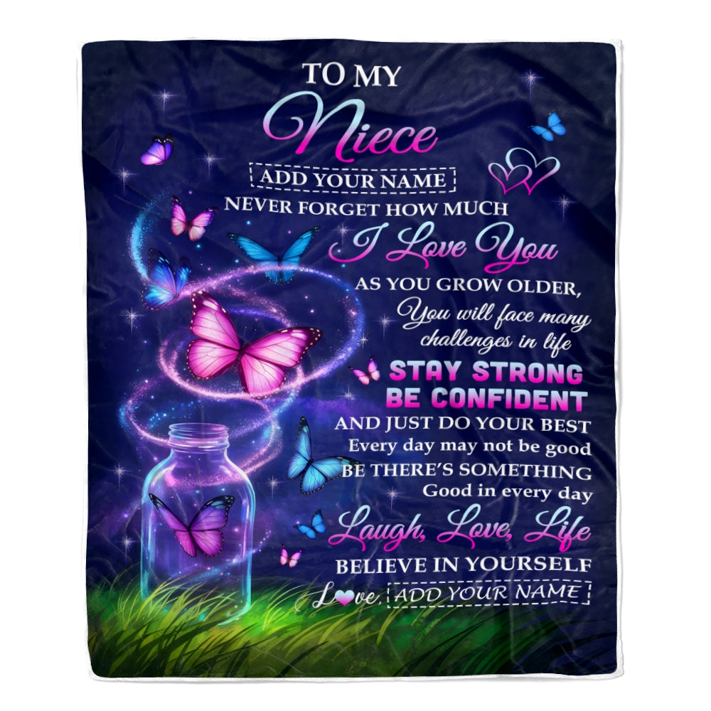 Personalized To My Niece Gifts From Aunt Auntie Blanket Butterfly I Love You Great Birthday Gifts For Niece Graduation Christmas Custom Fleece Throw Blanket | teecentury
