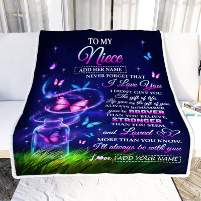 Personalized To My Niece Gifts From Aunt Auntie Blanket Butterfly Never Forget Birthday Presents Gifts For Niece Graduation Christmas Custom Fleece Throw Blanket | teecentury