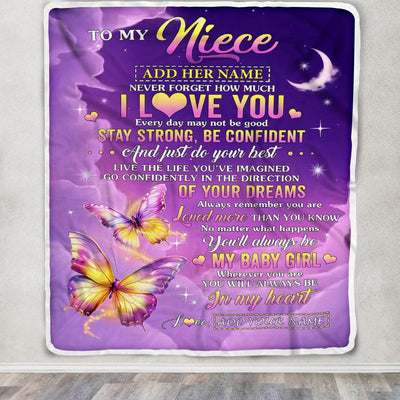 Personalized To My Niece Gifts From Aunt Auntie Blanket Butterfly Never Forget How Much I Love You Niece Birthday Gifts Christmas Customized Fleece Blanket | teecentury