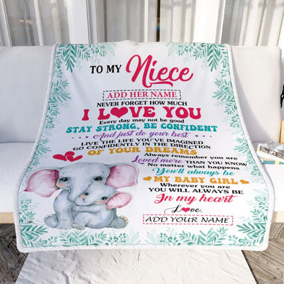 Personalized To My Niece Gifts From Aunt Auntie Blanket Elephant Never Forget How Much I Love You Niece Birthday Gifts Christmas Customized Fleece Blanket | teecentury