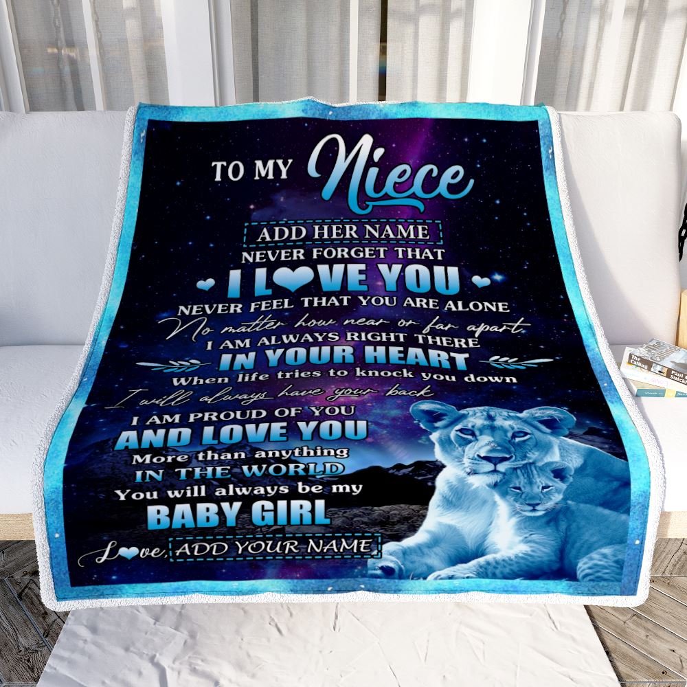 Personalized To My Niece Gifts From Aunt Auntie Blanket I Love You Lion Birthday Gift Ideas For Niece Graduation Christmas Customized Fleece Throw Blanket | teecentury