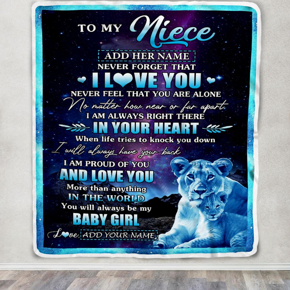 Personalized To My Niece Gifts From Aunt Auntie Blanket I Love You Lion Birthday Gift Ideas For Niece Graduation Christmas Customized Fleece Throw Blanket | teecentury