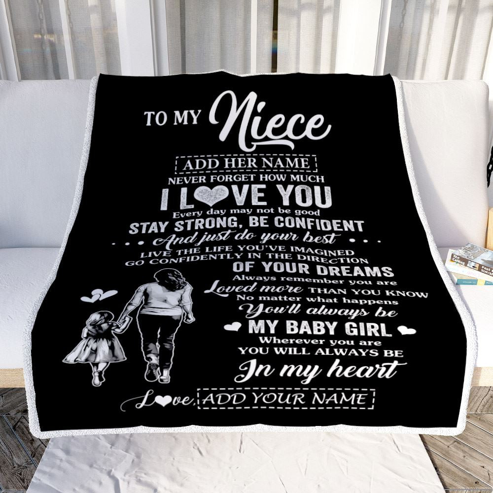 Personalized To My Niece Gifts From Aunt Auntie Blanket Never Forget How Much I Love You Niece Birthday Graduation Christmas Customized Fleece Throw Blanket | teecentury