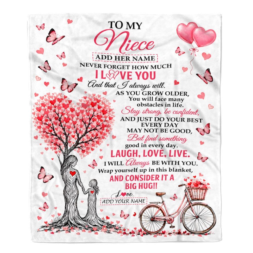 Personalized To My Niece Gifts From Aunt Auntie Blanket Tree I Love You Always Will Birthday Christmas Gift For Niece Custom Fleece Throw Blanket | teecentury