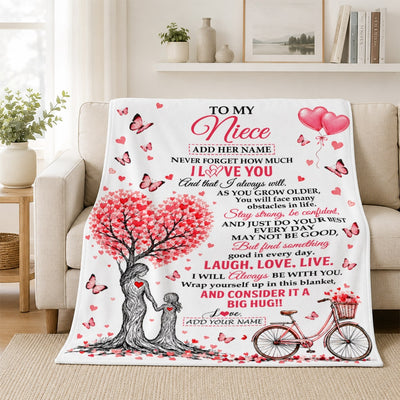 Personalized To My Niece Gifts From Aunt Auntie Blanket Tree I Love You Always Will Birthday Christmas Gift For Niece Custom Fleece Throw Blanket | teecentury