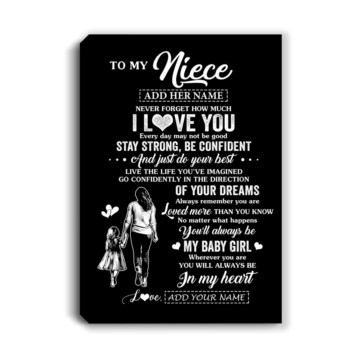Personalized To My Niece Gifts From Aunt Auntie Canvas Never Forget How Much I Love You Niece Birthday Graduation Christmas Gift Custom Wall Art Framed Canvas | teecentury