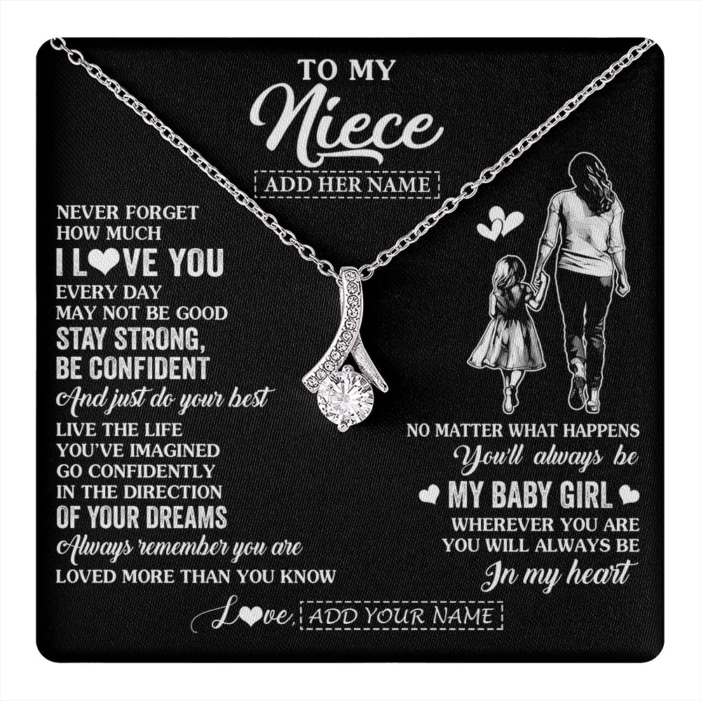 Alluring Beauty Necklace 14K White Gold Finish | 1 | Personalized To My Niece Gifts From Aunt Auntie Necklace Never Forget How Much I Love You Niece Birthday Graduation Christmas Custom Gift Box Message Card | https://teecentury.