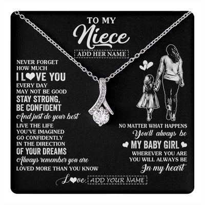 Alluring Beauty Necklace 14K White Gold Finish | 1 | Personalized To My Niece Gifts From Aunt Auntie Necklace Never Forget How Much I Love You Niece Birthday Graduation Christmas Custom Gift Box Message Card | https://teecentury.