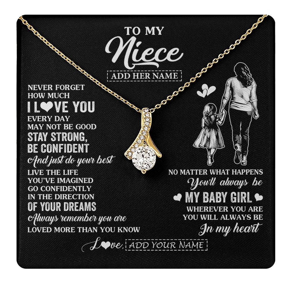 Alluring Beauty Necklace 18K Yellow Gold Finish | 1 | Personalized To My Niece Gifts From Aunt Auntie Necklace Never Forget How Much I Love You Niece Birthday Graduation Christmas Custom Gift Box Message Card | https://teecentury.