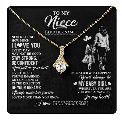 Alluring Beauty Necklace 18K Yellow Gold Finish | 1 | Personalized To My Niece Gifts From Aunt Auntie Necklace Never Forget How Much I Love You Niece Birthday Graduation Christmas Custom Gift Box Message Card | https://teecentury.
