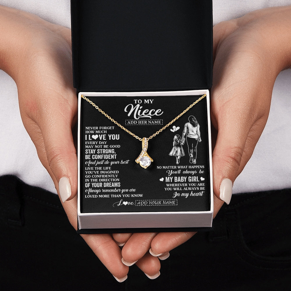 Alluring Beauty Necklace 18K Yellow Gold Finish | 2 | Personalized To My Niece Gifts From Aunt Auntie Necklace Never Forget How Much I Love You Niece Birthday Graduation Christmas Custom Gift Box Message Card | https://teecentury.
