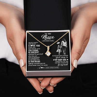 Alluring Beauty Necklace 18K Yellow Gold Finish | 2 | Personalized To My Niece Gifts From Aunt Auntie Necklace Never Forget How Much I Love You Niece Birthday Graduation Christmas Custom Gift Box Message Card | https://teecentury.