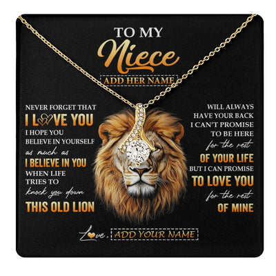 Alluring Beauty Necklace 18K Yellow Gold Finish | 1 | Personalized To My Niece Gifts From Aunt Auntie Necklace Old Lion Love You Niece Birthday Gifts Graduation Christmas Customized Gift Box Message Card | teecentury.myshopify
