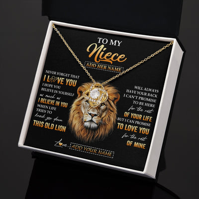 Love Knot Necklace 18K Yellow Gold Finish | 2 | Personalized To My Niece Gifts From Aunt Auntie Necklace Old Lion Love You Niece Birthday Gifts Graduation Christmas Customized Gift Box Message Card | teecentury.myshopify