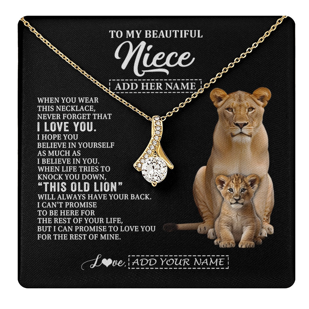 Alluring Beauty Necklace 18K Yellow Gold Finish | 1 | Personalized To My Niece Gifts From Aunt Auntie Necklace This Old Lion Love You Niece Birthday Gifts Graduation Christmas Jewelry Custom Gift Box Message Card | https://teecentury.