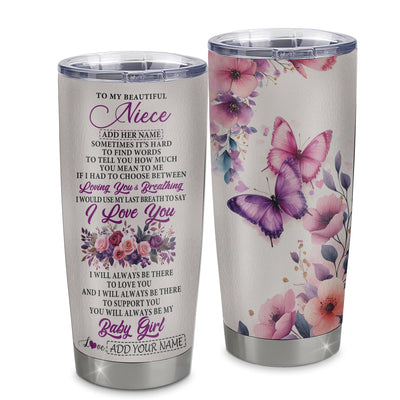 Personalized To My Niece Gifts From Aunt Auntie Tumbler Purple Floral Loving You Birthday Gifts For Niece Graduation Christmas Custom Stainless Steel Travel Mug Shirt & Hoodie | teecentury