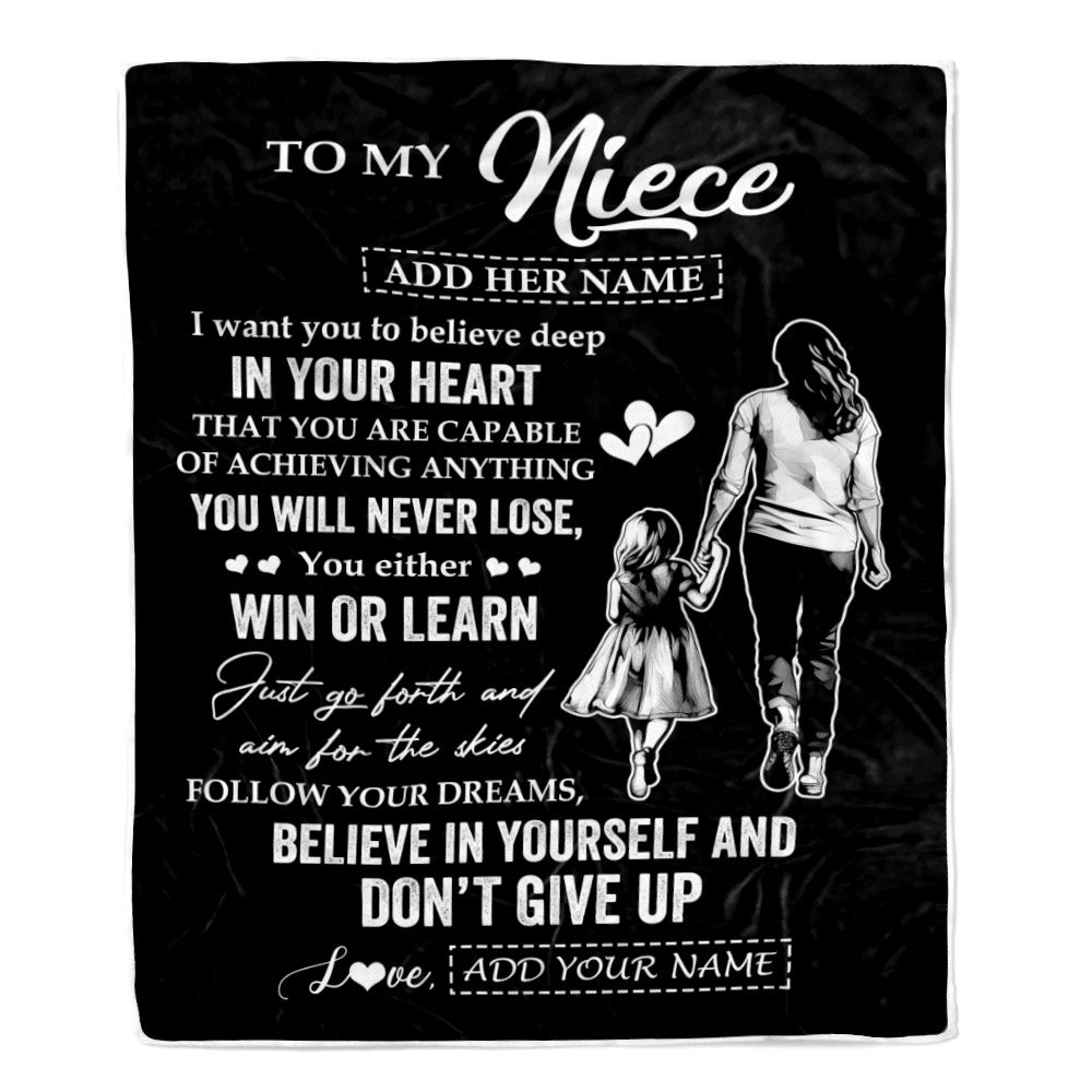 Personalized To My Niece Gifts From Aunt Blanket Don't Give Up Aunt Gifts For Niece Birthday Graduation Christmas Customized Fleece Throw Blanket | teecentury