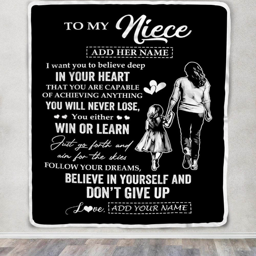 Personalized To My Niece Gifts From Aunt Blanket Don't Give Up Aunt Gifts For Niece Birthday Graduation Christmas Customized Fleece Throw Blanket | teecentury