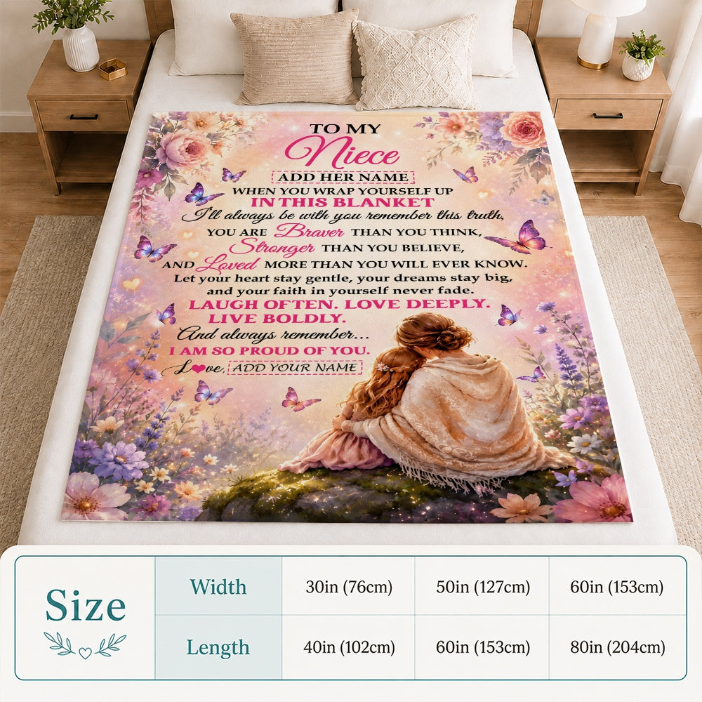 Personalized To My Niece Gifts From Aunt Blanket Inspirational Message Purple Butterfly Birthday Gifts For Girlsniece Graduation Christmas Fleece Blanket | teecentury
