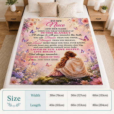 Personalized To My Niece Gifts From Aunt Blanket Inspirational Message Purple Butterfly Birthday Gifts For Girlsniece Graduation Christmas Fleece Blanket | teecentury