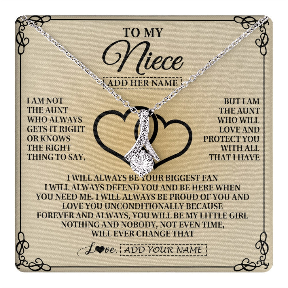 Alluring Beauty Necklace 14K White Gold Finish | 1 | Personalized To My Niece Gifts From Aunt Niece Birthday Gifts Jewelry For Women Aunt Niece Pendant Necklace Christmas Custom Gift Box Message Card | teecentury.myshopify