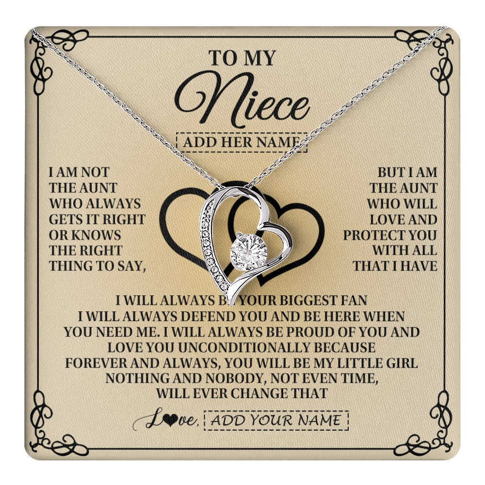Forever Love Necklace 14K White Gold Finish | 1 | Personalized To My Niece Gifts From Aunt Niece Birthday Gifts Jewelry For Women Aunt Niece Pendant Necklace Christmas Custom Gift Box Message Card | teecentury.myshopify