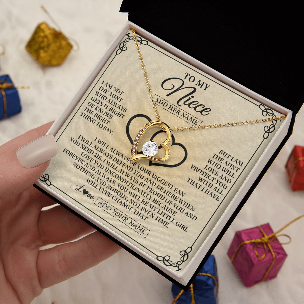 Forever Love Necklace 18K Yellow Gold Finish | 2 | Personalized To My Niece Gifts From Aunt Niece Birthday Gifts Jewelry For Women Aunt Niece Pendant Necklace Christmas Custom Gift Box Message Card | teecentury.myshopify