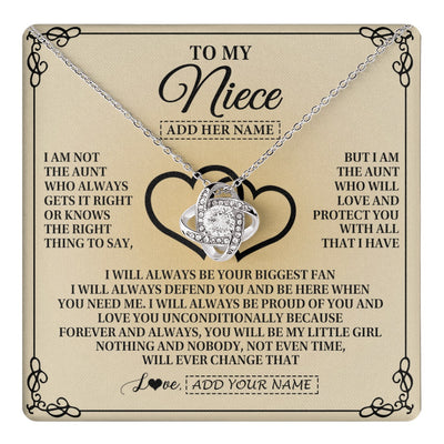 Love Knot Necklace 14K White Gold Finish | 1 | Personalized To My Niece Gifts From Aunt Niece Birthday Gifts Jewelry For Women Aunt Niece Pendant Necklace Christmas Custom Gift Box Message Card | teecentury.myshopify