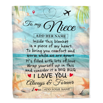 Personalized To My Niece Gifts From Aunt Uncle Auntie Blanket Beach I Love You  Birthday Gifts Graduation For Niece Christmas Customized Fleece Blanket | teecentury