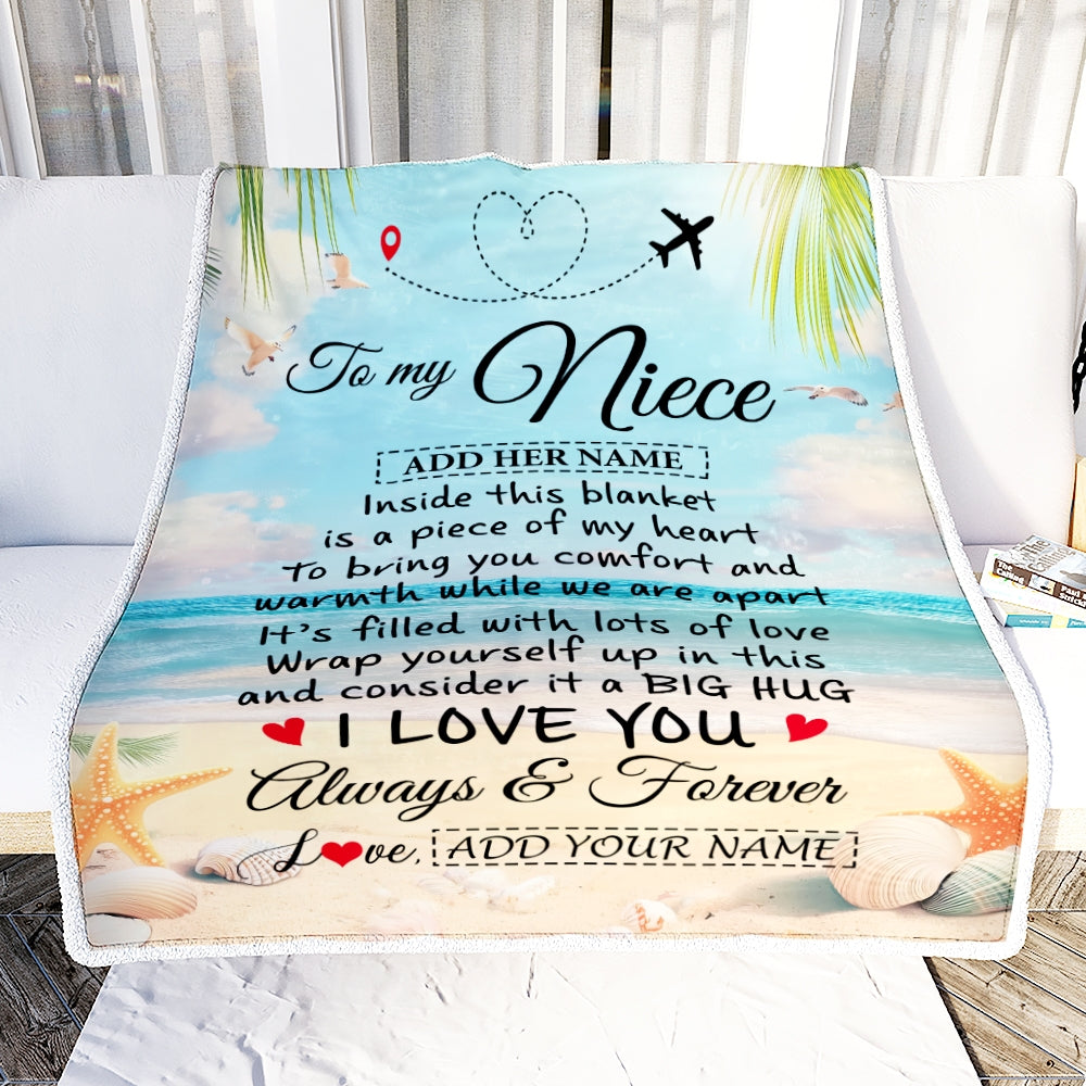 Personalized To My Niece Gifts From Aunt Uncle Auntie Blanket Beach I Love You  Birthday Gifts Graduation For Niece Christmas Customized Fleece Blanket | teecentury