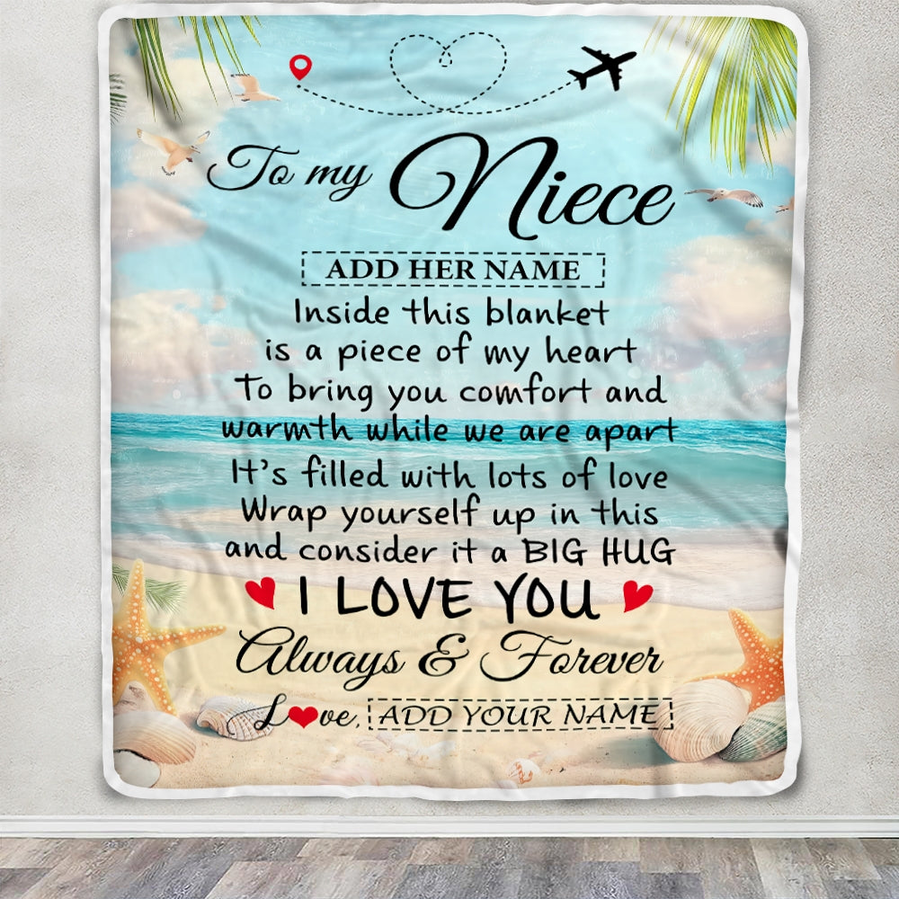 Personalized To My Niece Gifts From Aunt Uncle Auntie Blanket Beach I Love You  Birthday Gifts Graduation For Niece Christmas Customized Fleece Blanket | teecentury