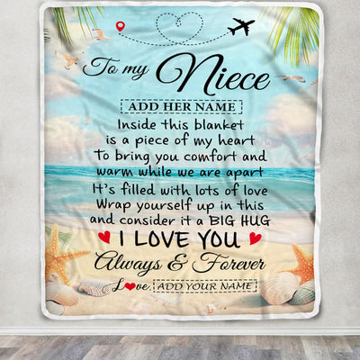 Personalized To My Niece Gifts From Aunt Uncle Auntie Blanket Beach I Love You  Birthday Gifts Graduation For Niece Christmas Customized Fleece Blanket | teecentury