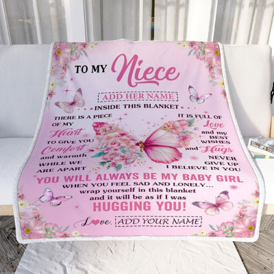 Personalized To My Niece Gifts From Aunt Uncle Auntie Blanket Floral Butterfly Birthday Gifts For Niece Graduation Christmas Customized Fleece Throw Blanket | teecentury