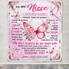 Personalized To My Niece Gifts From Aunt Uncle Auntie Blanket Floral Butterfly Birthday Gifts For Niece Graduation Christmas Customized Fleece Throw Blanket | teecentury