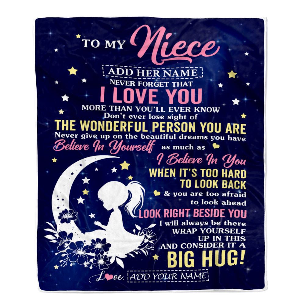Personalized To My Niece Gifts From Aunt Uncle Auntie Blanket Floral Moon Birthday Gifts For Niece Graduation Wedding Christmas Customized Fleece Blanket | teecentury
