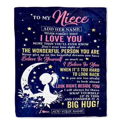 Personalized To My Niece Gifts From Aunt Uncle Auntie Blanket Floral Moon Birthday Gifts For Niece Graduation Wedding Christmas Customized Fleece Blanket | teecentury
