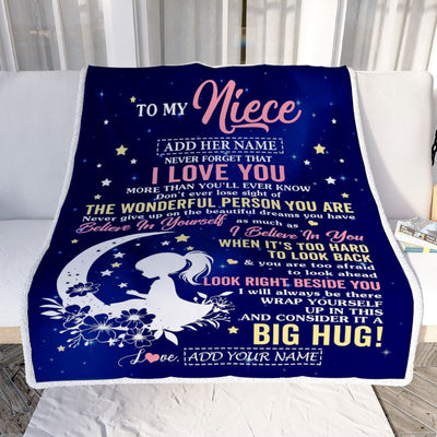 Personalized To My Niece Gifts From Aunt Uncle Auntie Blanket Floral Moon Birthday Gifts For Niece Graduation Wedding Christmas Customized Fleece Blanket | teecentury