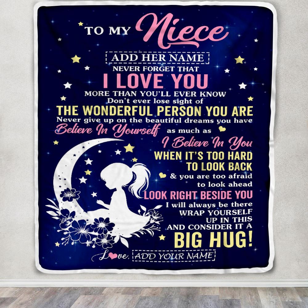 Personalized To My Niece Gifts From Aunt Uncle Auntie Blanket Floral Moon Birthday Gifts For Niece Graduation Wedding Christmas Customized Fleece Blanket | teecentury