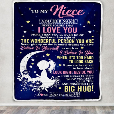 Personalized To My Niece Gifts From Aunt Uncle Auntie Blanket Floral Moon Birthday Gifts For Niece Graduation Wedding Christmas Customized Fleece Blanket | teecentury