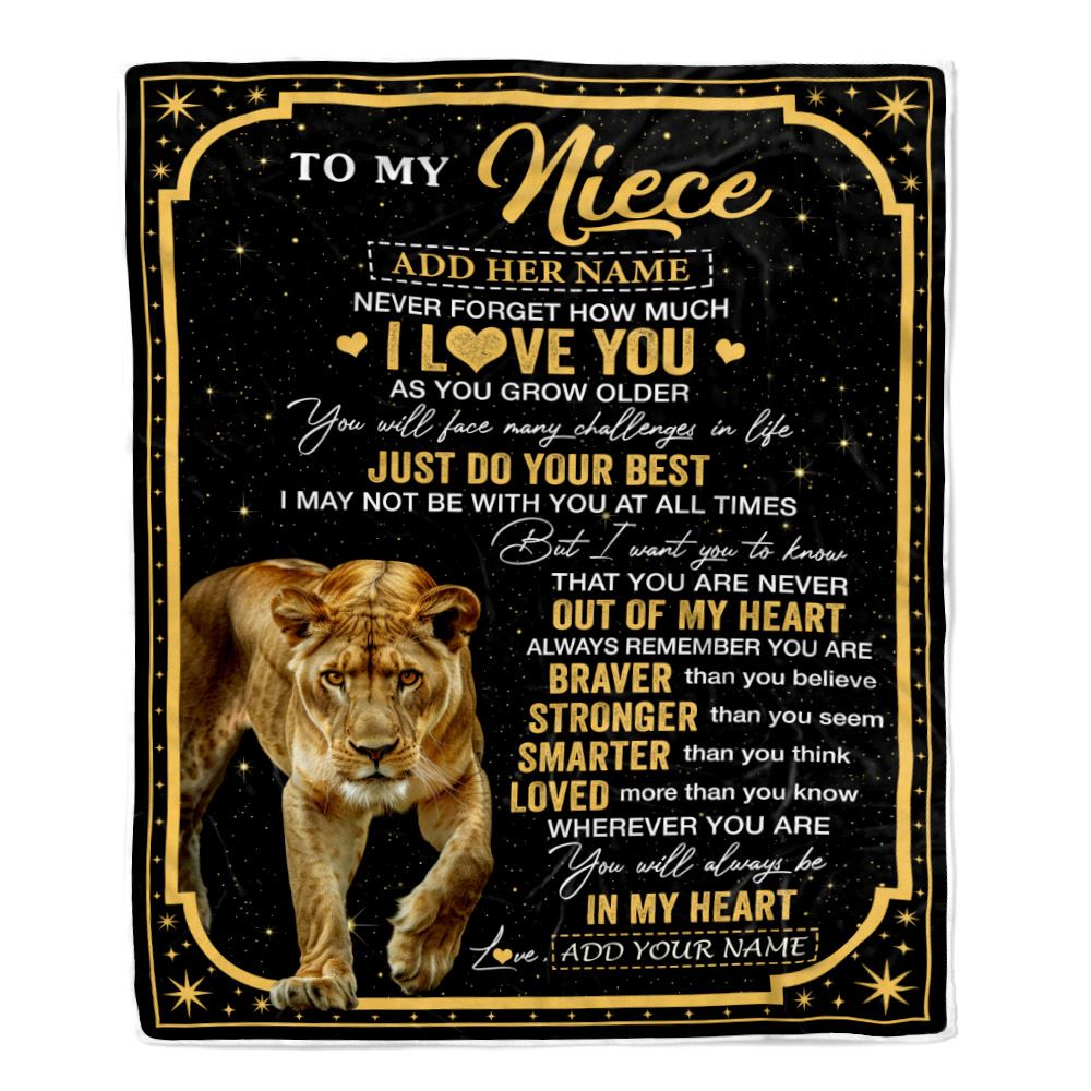 Personalized To My Niece Gifts From Aunt Uncle Auntie Blanket Lion I Love You Graduation Birthday Gifts For Niece Christmas Customized Fleece Throw Blanket | teecentury