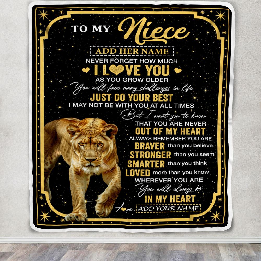 Personalized To My Niece Gifts From Aunt Uncle Auntie Blanket Lion I Love You Graduation Birthday Gifts For Niece Christmas Customized Fleece Throw Blanket | teecentury