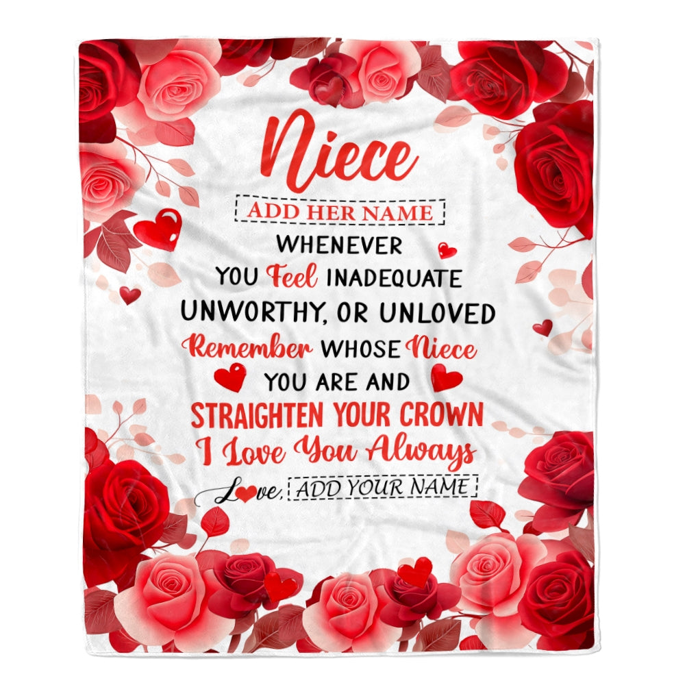 Personalized To My Niece Gifts From Aunt Uncle Auntie Blanket Rose Flower Anniversary Birthday Gifts Niece Graduation Christmas Custom Fleece Throw Blanket | teecentury
