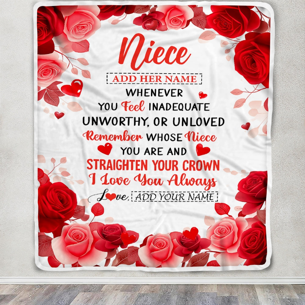 Personalized To My Niece Gifts From Aunt Uncle Auntie Blanket Rose Flower Anniversary Birthday Gifts Niece Graduation Christmas Custom Fleece Throw Blanket | teecentury