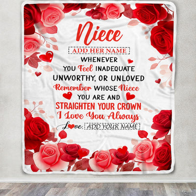 Personalized To My Niece Gifts From Aunt Uncle Auntie Blanket Rose Flower Anniversary Birthday Gifts Niece Graduation Christmas Custom Fleece Throw Blanket | teecentury