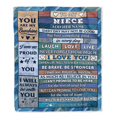 Personalized To My Niece Gifts From Aunt Uncle Auntie Blanket Wood I Love You Birthday Graduation Gifts For Niece Christmas Customized Fleece Throw Blanket | teecentury