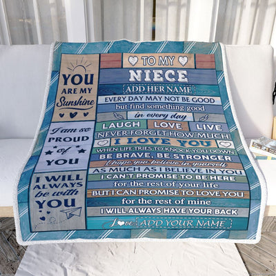 Personalized To My Niece Gifts From Aunt Uncle Auntie Blanket Wood I Love You Birthday Graduation Gifts For Niece Christmas Customized Fleece Throw Blanket | teecentury