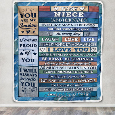 Personalized To My Niece Gifts From Aunt Uncle Auntie Blanket Wood I Love You Birthday Graduation Gifts For Niece Christmas Customized Fleece Throw Blanket | teecentury
