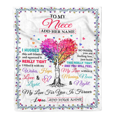 Personalized To My Niece Gifts From Aunt Uncle Auntie Hugged Blanket Birthday Gifts For Niece Graduation Christmas Customized Fleece Throw Blanket | teecentury