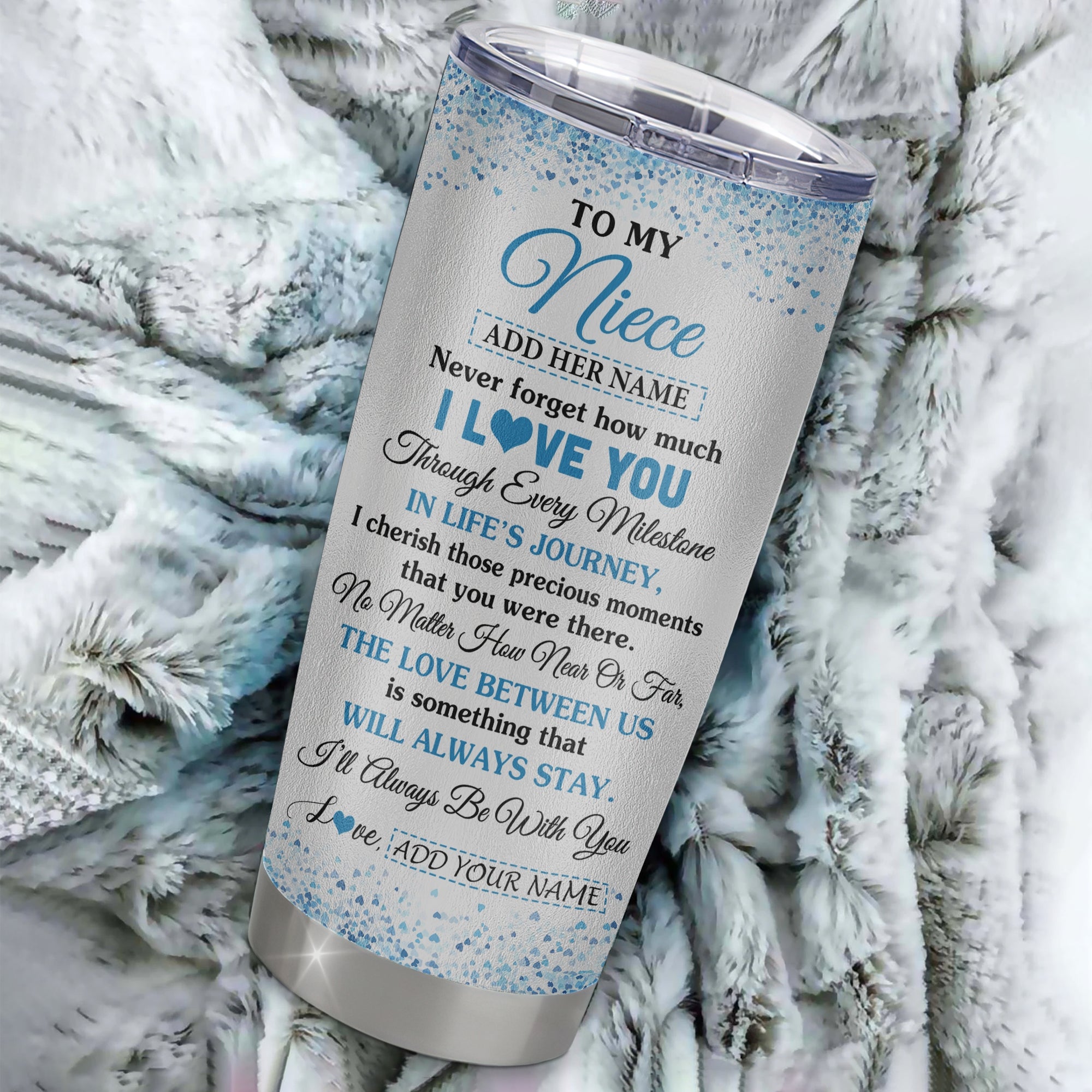 Personalized To My Niece Gifts From Aunt Uncle Auntie Tumbler Blue Tree Butterfly  Birthday Gifts For Niece Graduation Christmas Custom Stainless Steel Cup Travel Mug | teecentury